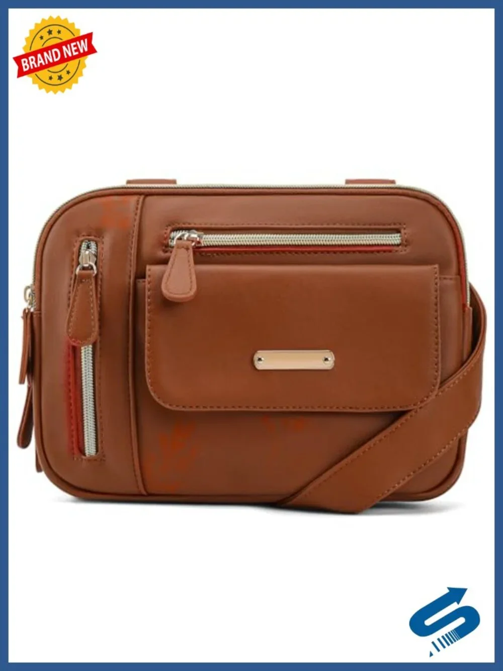 Vegan Leather Crossbody Purse with Built-in RFID Wallet, Multiple Pockets for